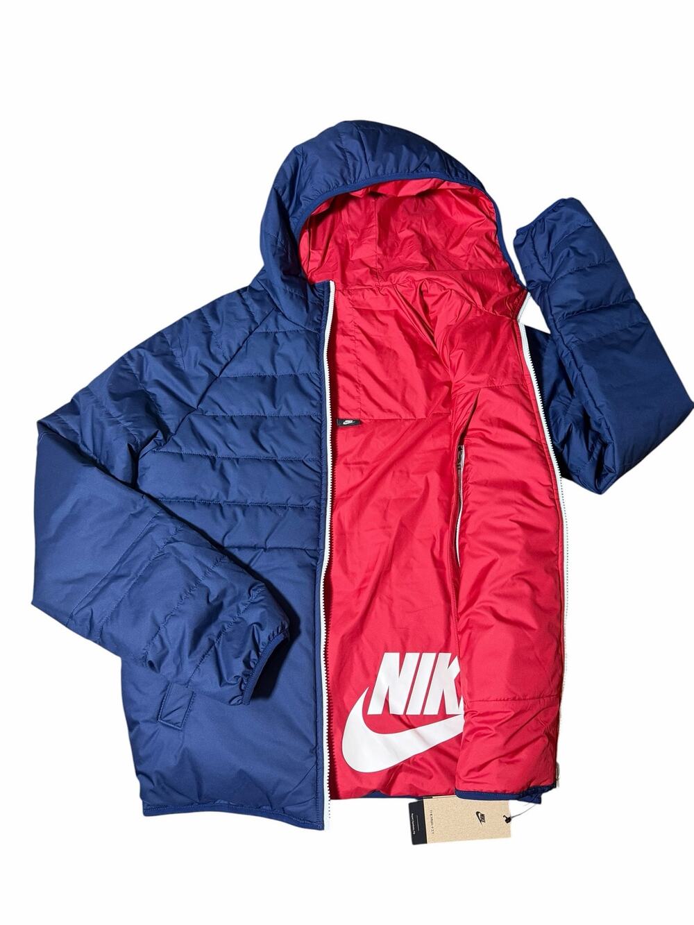Nike Sportswear Therma-FIT Legacy Reversible Hooded Jacket Blue Red Men’s S NWT